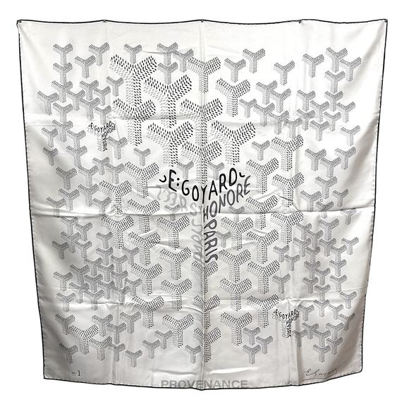 🔴 Goyard Silk Scarf No. 1 - Silk White Goyardine - Picture 1 of 9